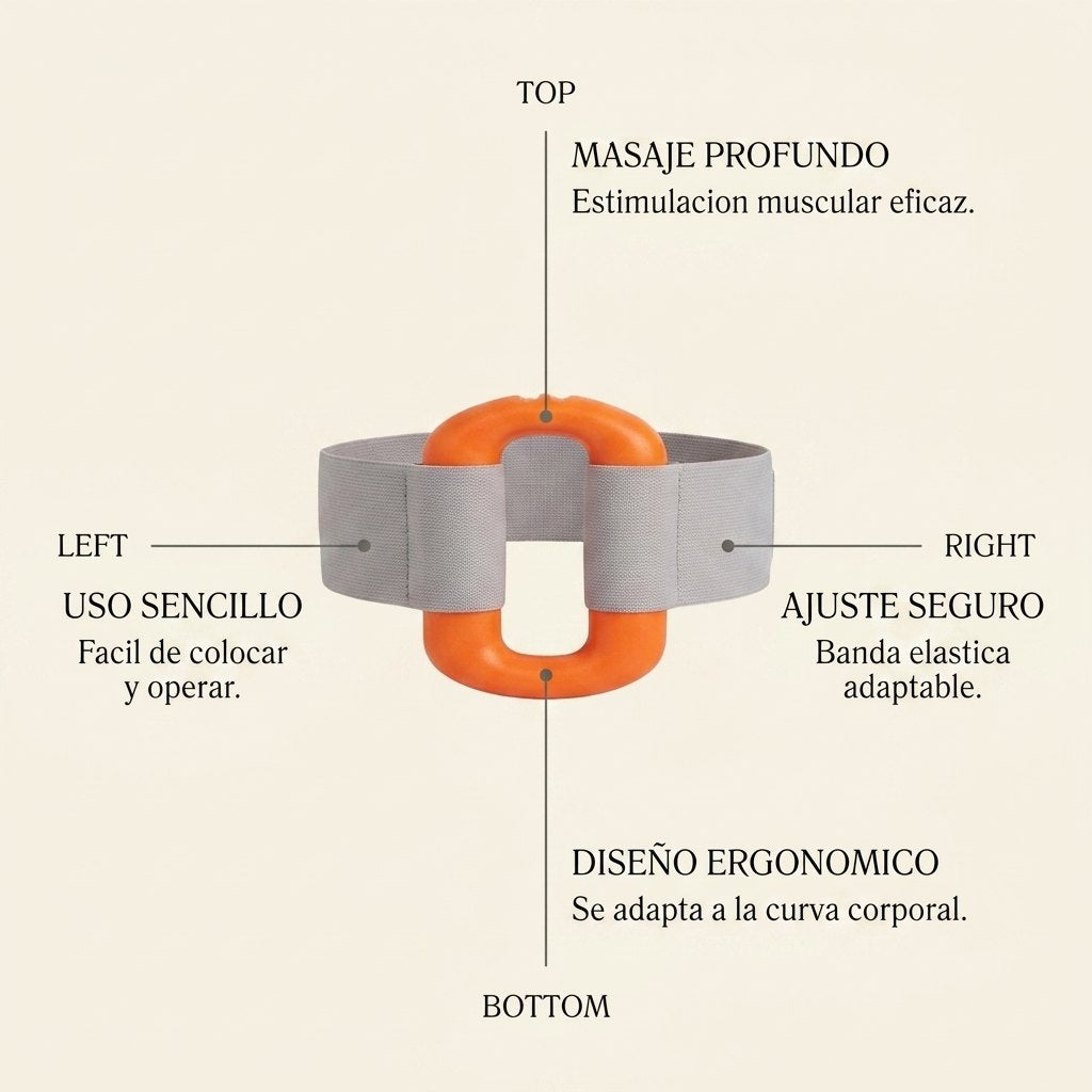 Especificaciones ORBA: Masaje Profundo, Uso Sencillo, Ajuste Seguro, Diseno Ergonomico