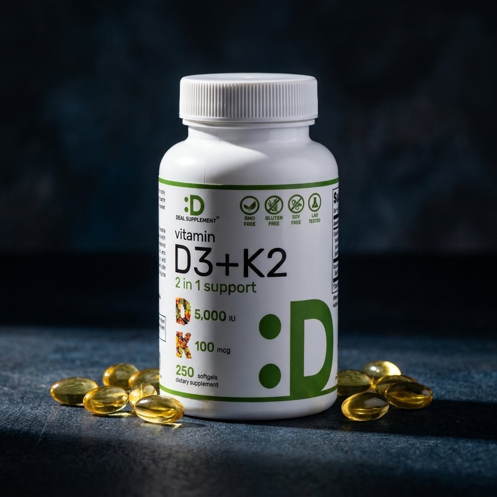 OsseaVit D3+K2 suplemento vitamina D3 5000 IU K2 100mcg 250 softgels huesos fuertes