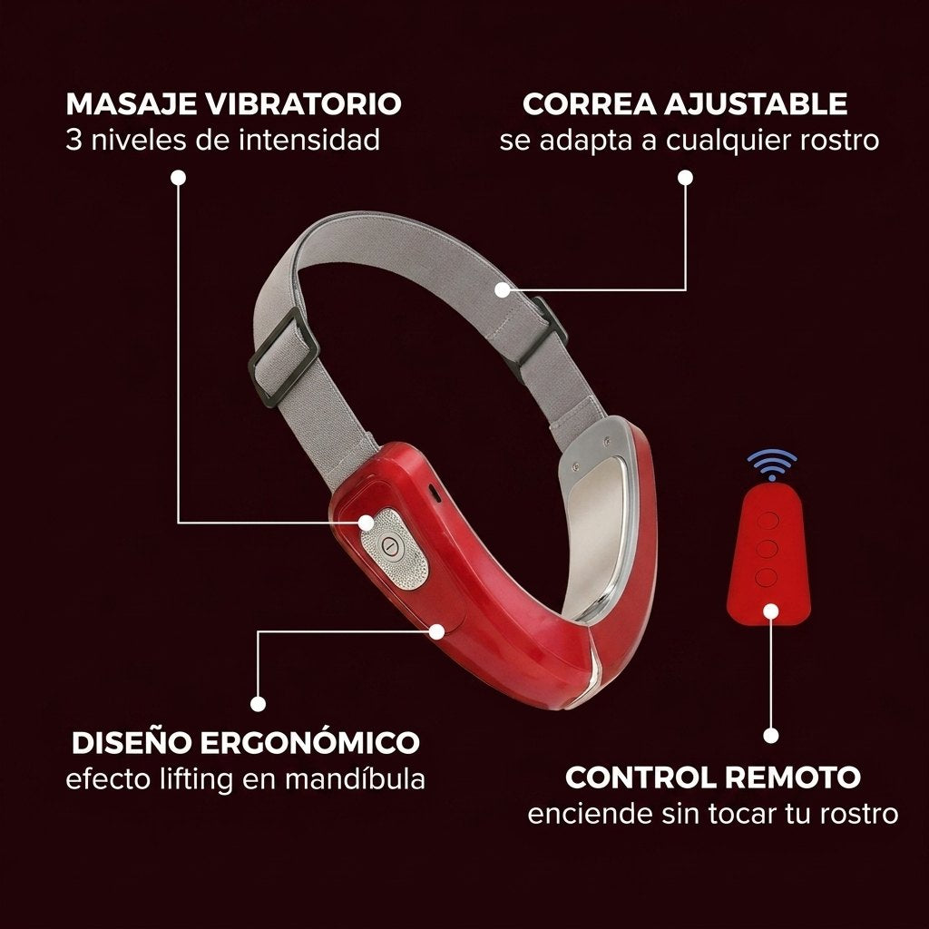 Especificaciones: masaje vibratorio, correa ajustable, control remoto, diseño ergonómico