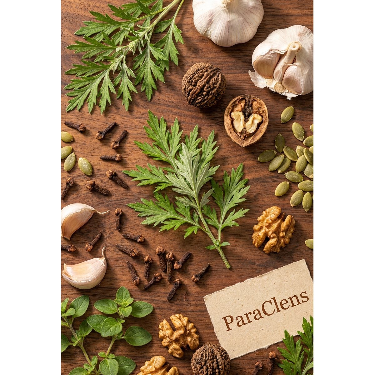 Ingredientes ParaClens wormwood nuez negra clavo calabaza ajo oregano ingredientes naturales premium