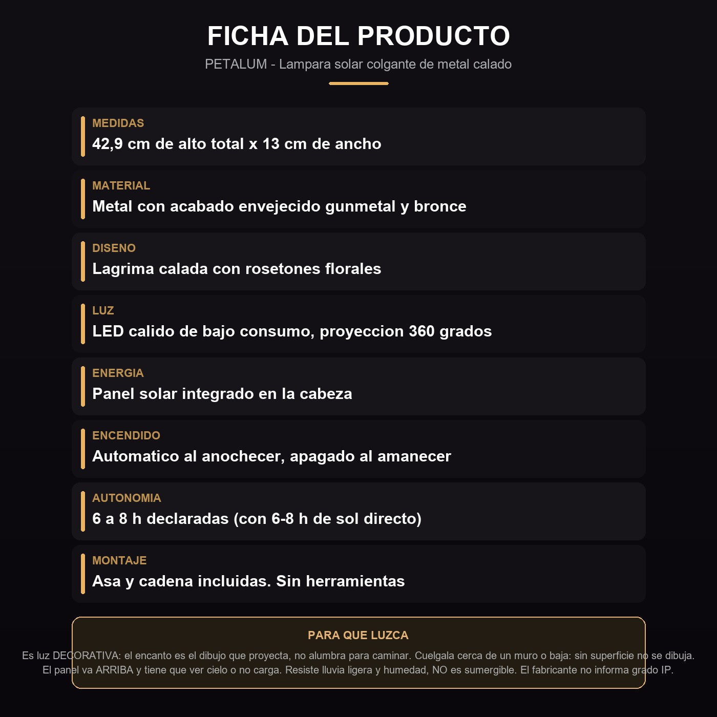 Ficha: medidas, carga, resistencia y que esperar