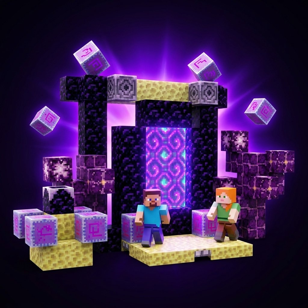 PIXELCRAFT bloques magnéticos Minecraft Exit Portal 86 piezas cubos pixel personajes Steve Alex