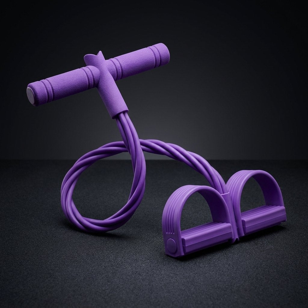 Banda Pull Reducer PULLFIT morada sobre piso oscuro de gimnasio