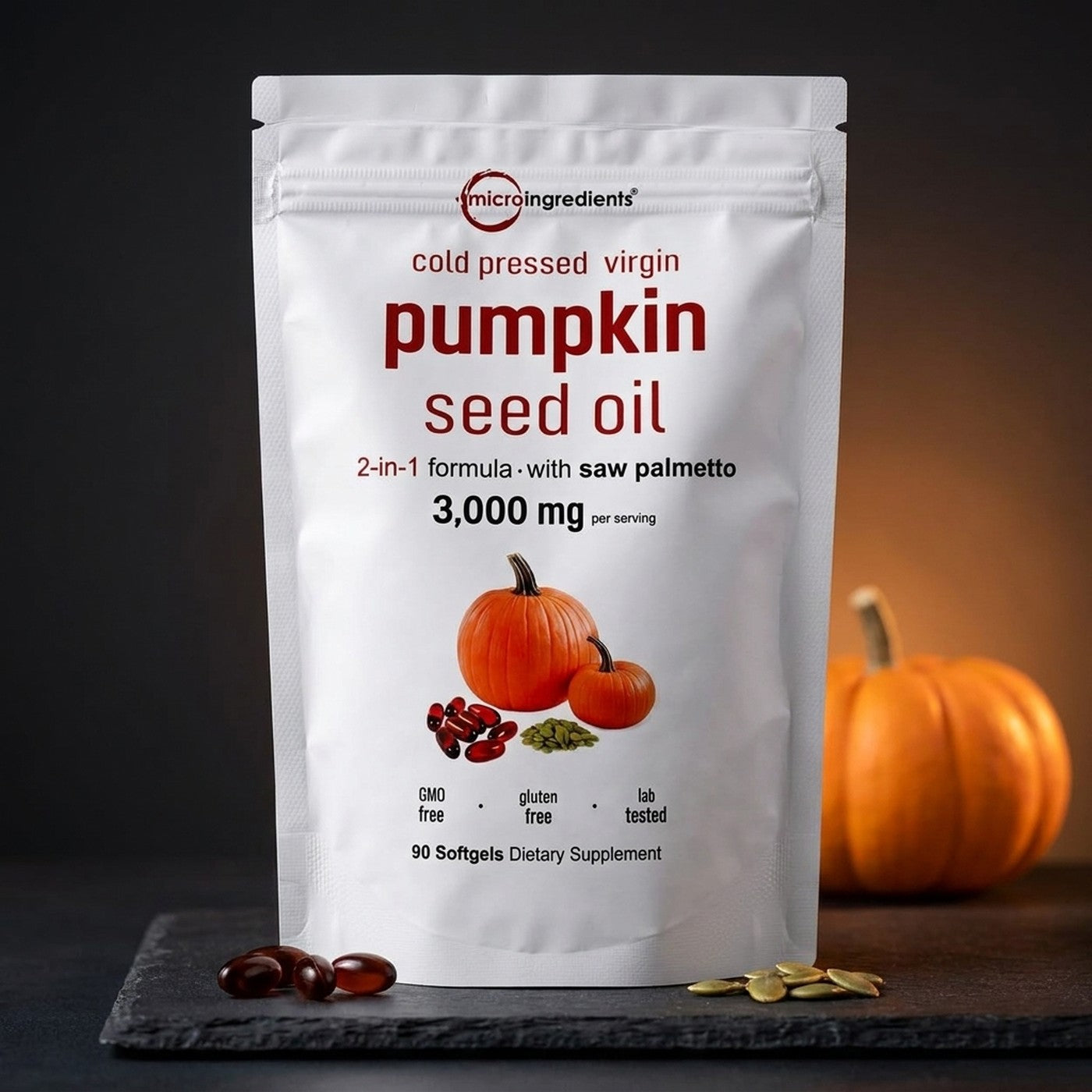 Pumpkin Seed Oil de Micro Ingredients, 90 capsulas blandas con saw palmetto
