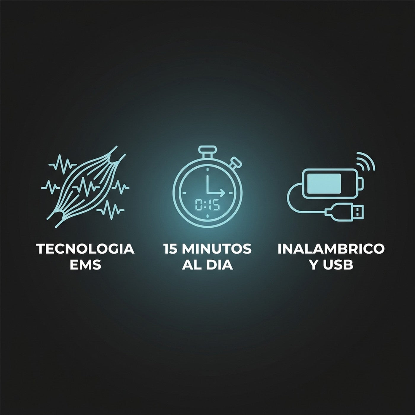 Tecnologia EMS, 15 minutos al dia, inalambrico y USB