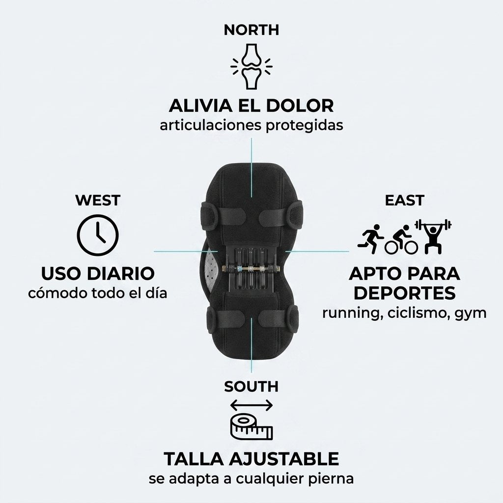Beneficios: alivia el dolor, apto deportes, talla ajustable, uso diario