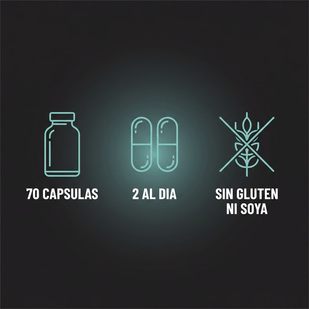 Thyroid Support: 70 capsulas, 2 al dia, sin gluten ni soya