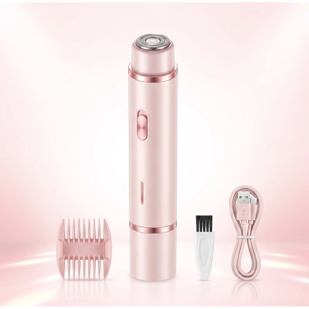 SilkShave depiladora eléctrica 2 en 1 femenina rosa recargable USB cabezal rotativo recortador bikini
