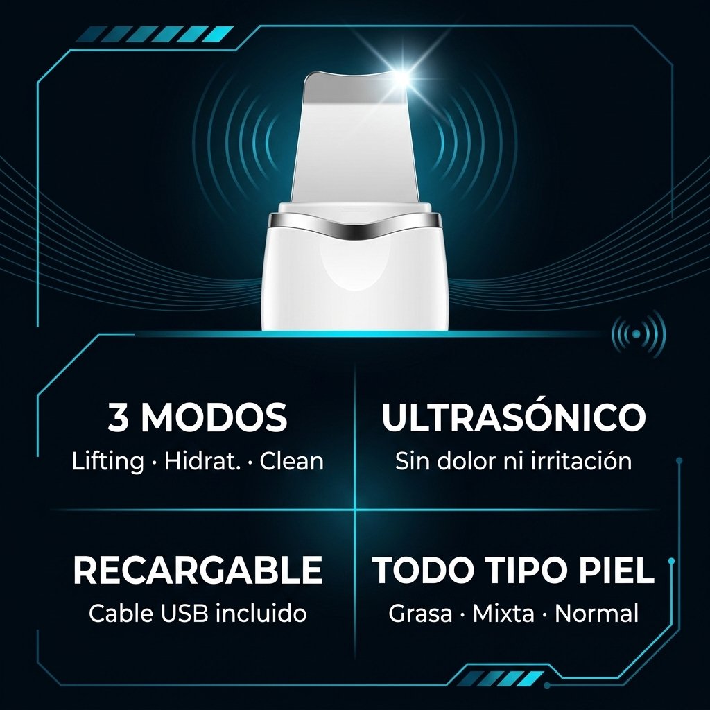 SONICPEEL 3 modos lifting hidratación limpieza ultrasónica peeling facial sin dolor