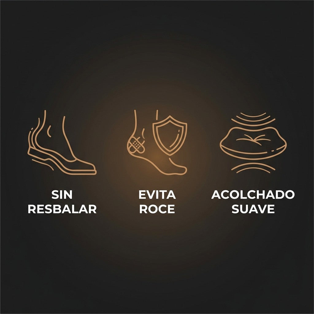 Beneficios TALONIX: sin resbalar, evita roce y acolchado suave