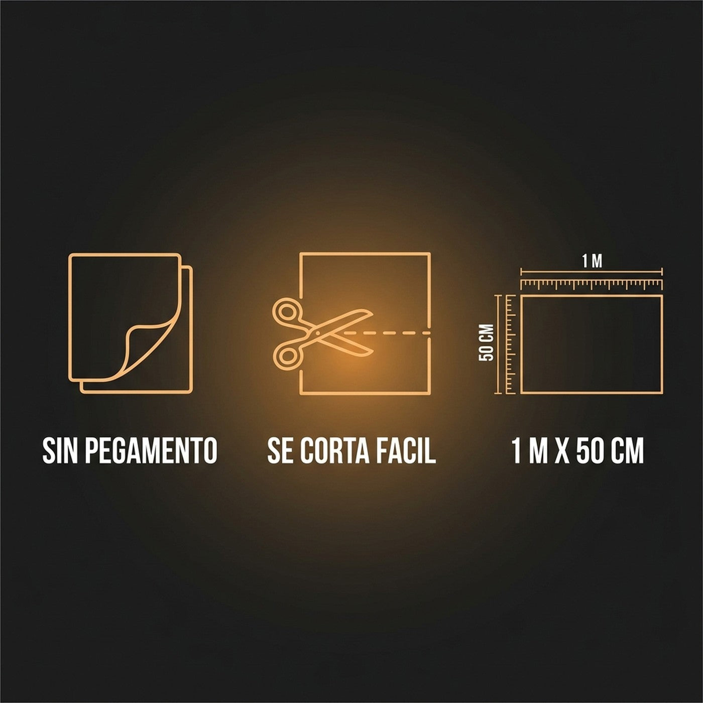 Sin pegamento, se corta facil, 1 m x 50 cm