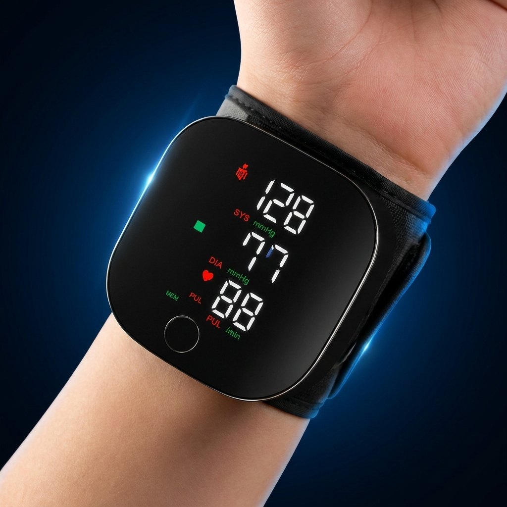Tensiómetro digital de muñeca TC negro pantalla LED voz español medición presión arterial en casa