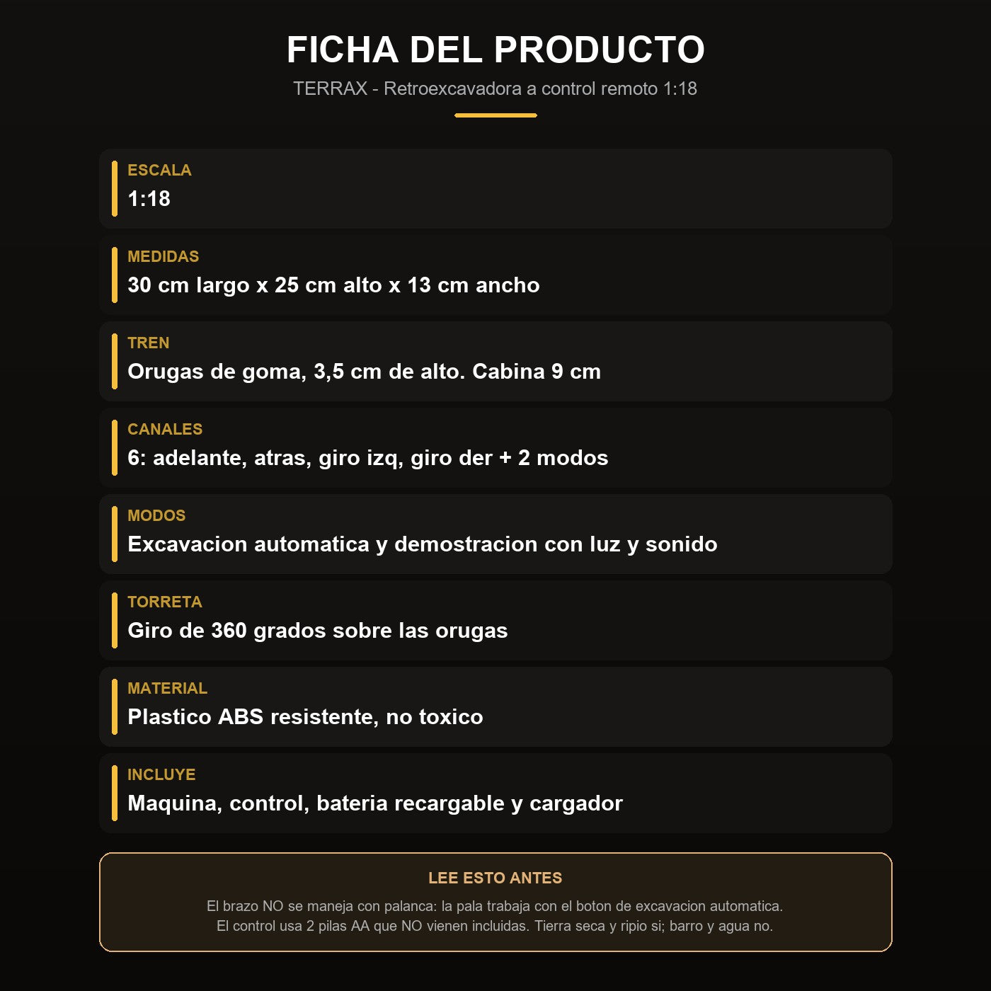 Ficha: medidas, canales, bateria y que esperar