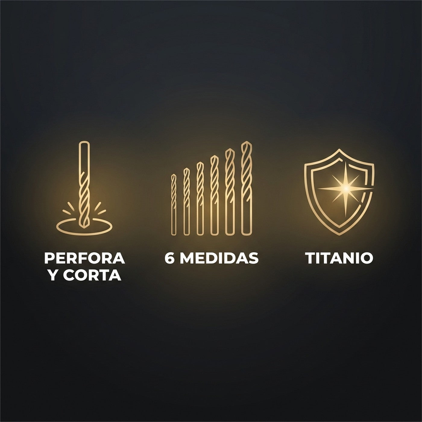 Perfora y corta, 6 medidas, recubrimiento de titanio