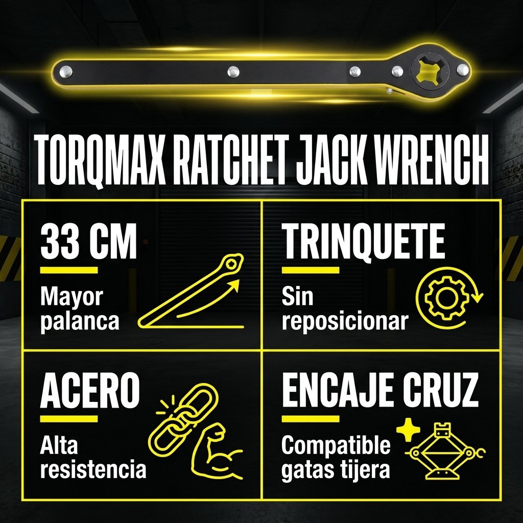 TorqMax especificaciones 33cm acero alta resistencia trinquete compatible gatas tijera