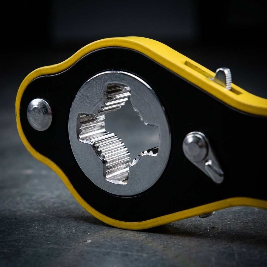 Detalle cabezal trinquete TorqMax encaje en cruz mecanismo chicharra acero reforzado
