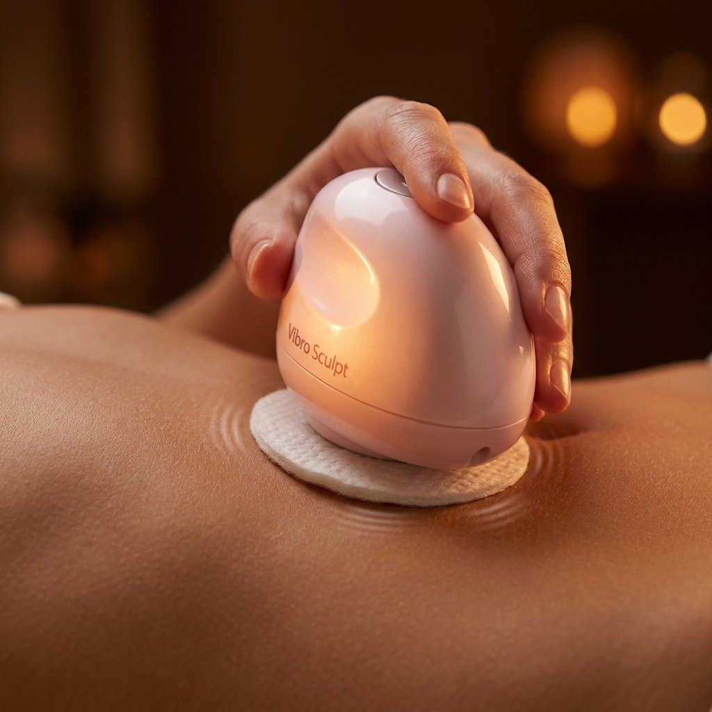 Detalle Vibro Sculpt almohadillas moldeadoras blanca azul naranja intercambiables