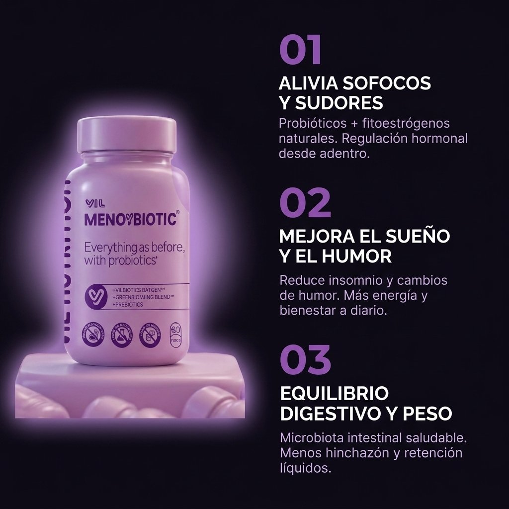 Beneficios: alivia sofocos, mejora sueño, equilibrio digestivo, sin azúcar