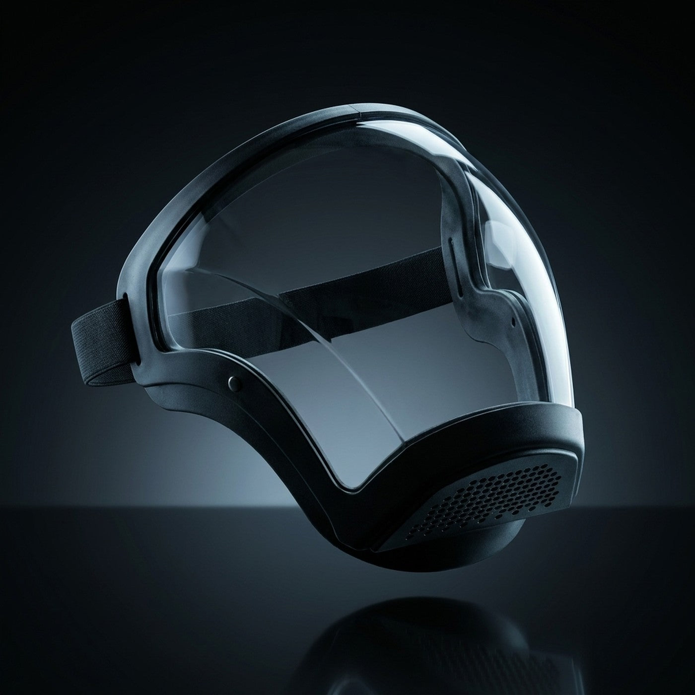 Protector facial de policarbonato transparente con marco negro