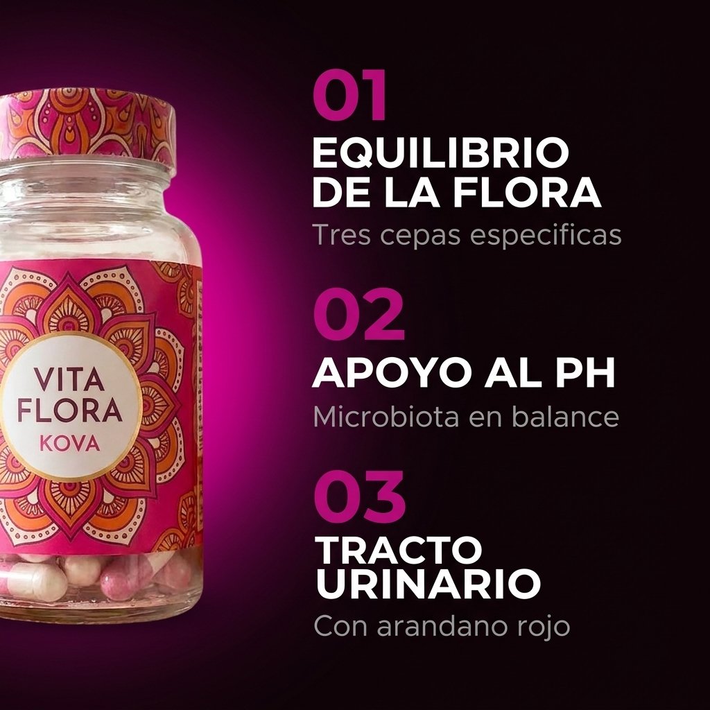 Beneficios Vita Flora equilibrio flora íntima apoyo pH tracto urinario antioxidante