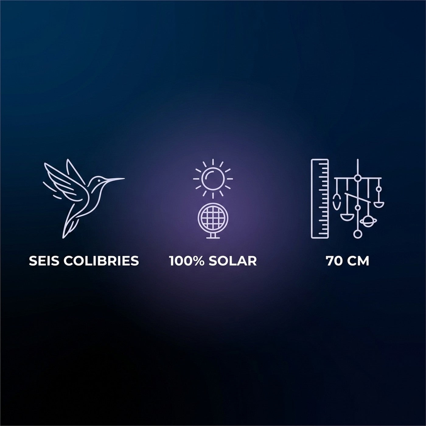 Seis colibries, 100% solar y 70 cm