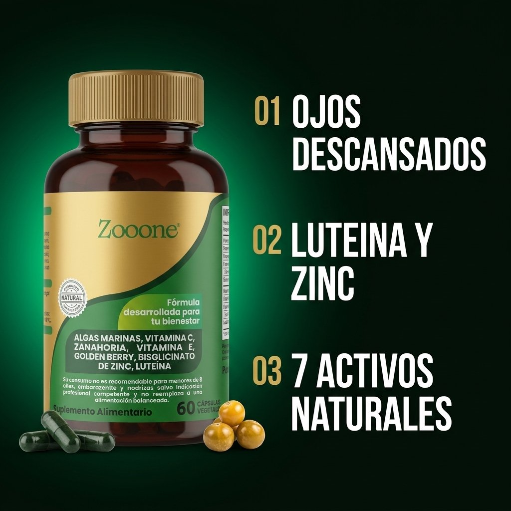 Beneficios Zooone ojos descansados luteína y zinc siete activos naturales